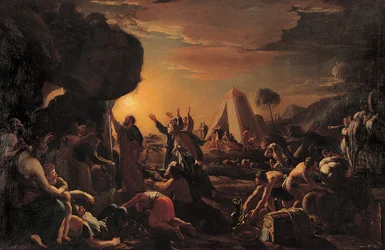 Moses schlägt Wasser aus dem Felsen